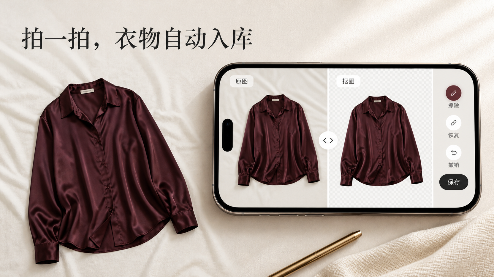 AI 衣橱拍照抠图并自动录入衣物