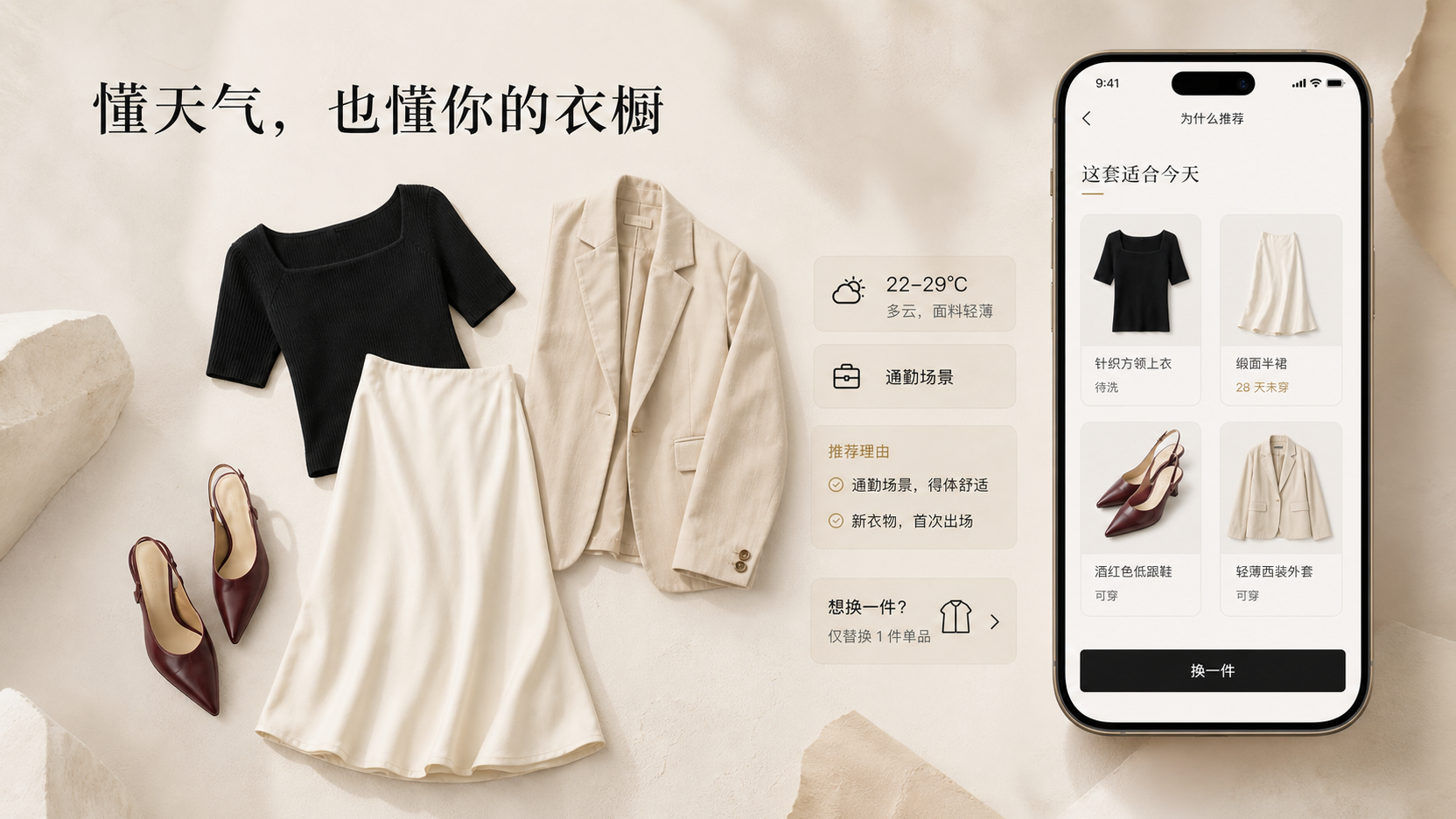 AI 衣橱结合天气和场景推荐每日穿搭